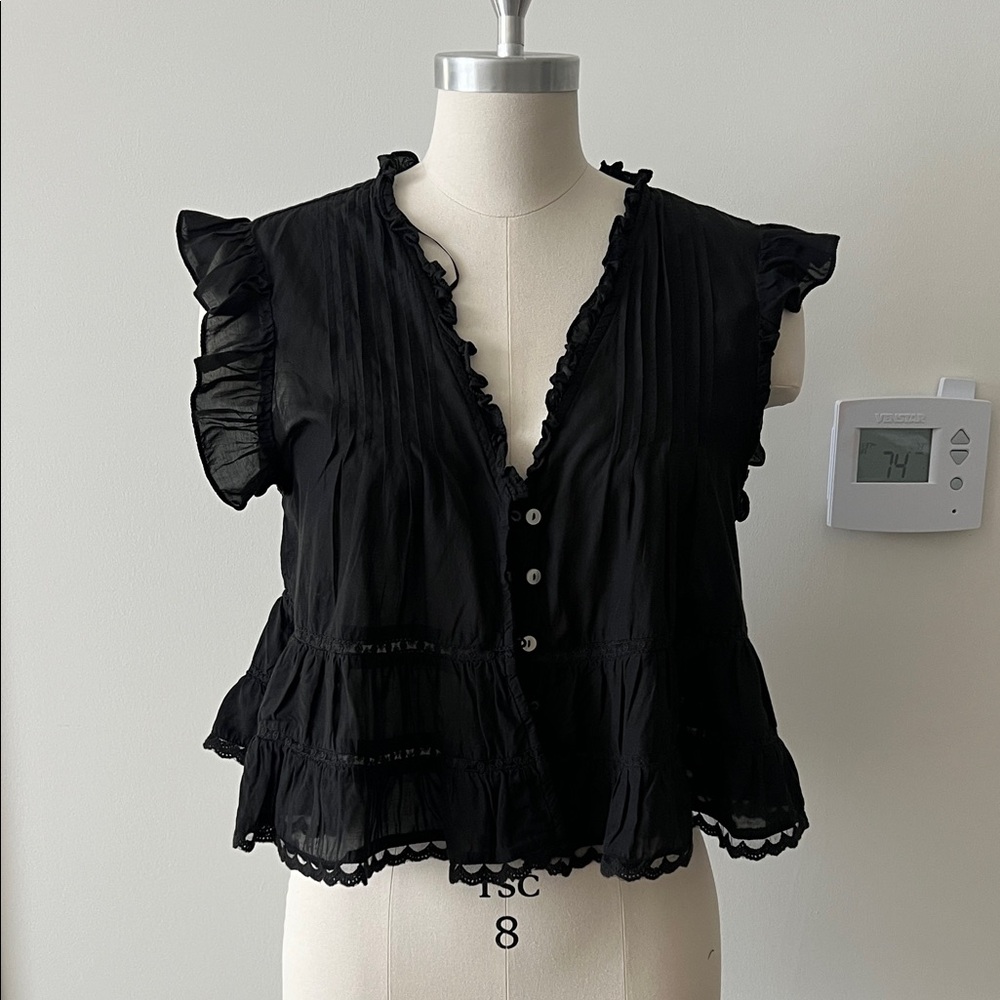 H&M Black Ruffled Blouse